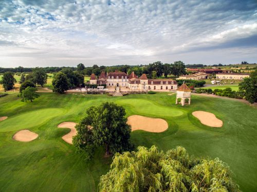 Bird's eye view of Chateau des Vigiers Golf Resort, Dordogne, France