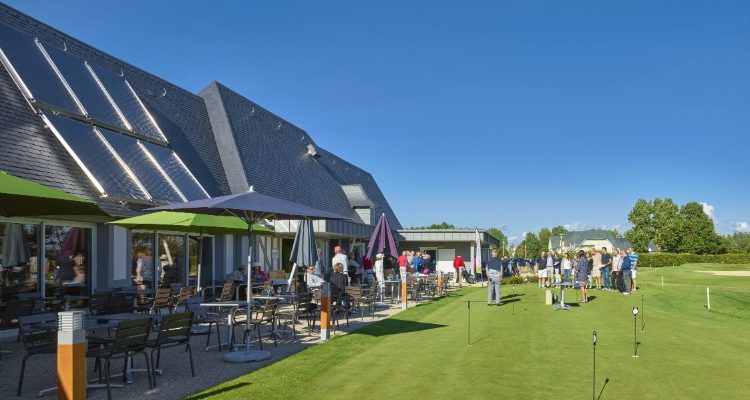 The clubhouse at Dieppe golf club, Normandy, France