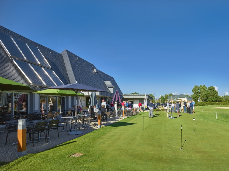 The clubhouse at Dieppe golf club, Normandy, France