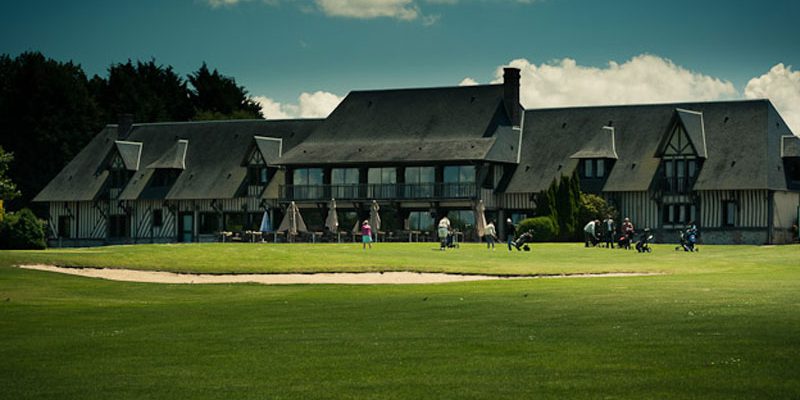 The rustic clubhouse at Saint Gatien Golf Club,, Deauville. Normandy, France. Golf Planet Holidays.