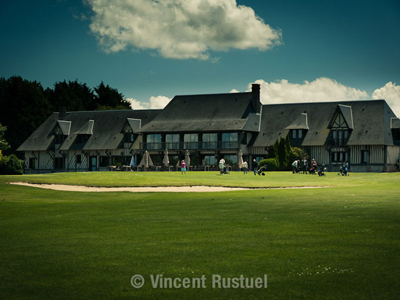 The rustic clubhouse at Saint Gatien Golf Club,, Deauville. Normandy, France. Golf Planet Holidays.