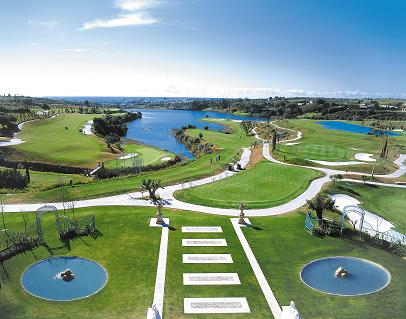 View over Flamingos Golf Course, Benahavis, Costa del Sol, Spain. Golf Planet Holidays.
