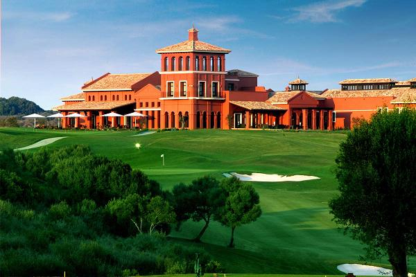 Course and terrace at La Reserva de Sotogrande Golf Course. Costa del Sol, Spain. Golf Planet Holidays.