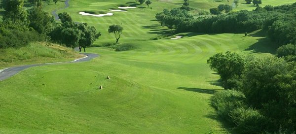 On the elevated tee at Almenara Golf Course, Costa del Sol, Spain. Golf Planet Holidays