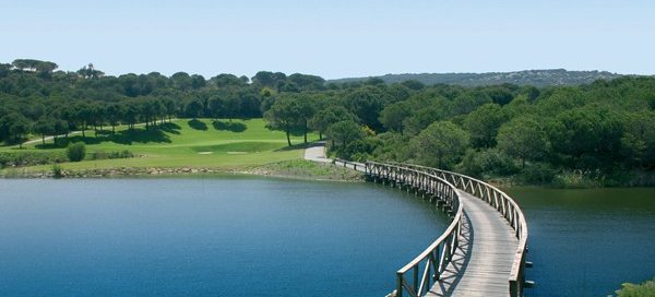 Bridge over the troubling water at Almenara Golf Club, Sotogrande, Costa del Sol, Spain. Golf Planet Holidays