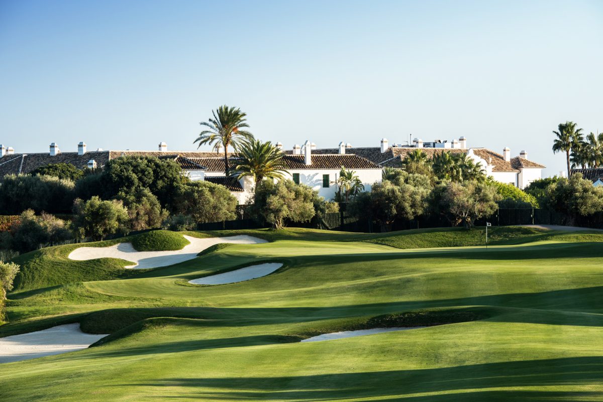 The immaculate golf course at Finca Cortesin, Costa del Sol, Spain