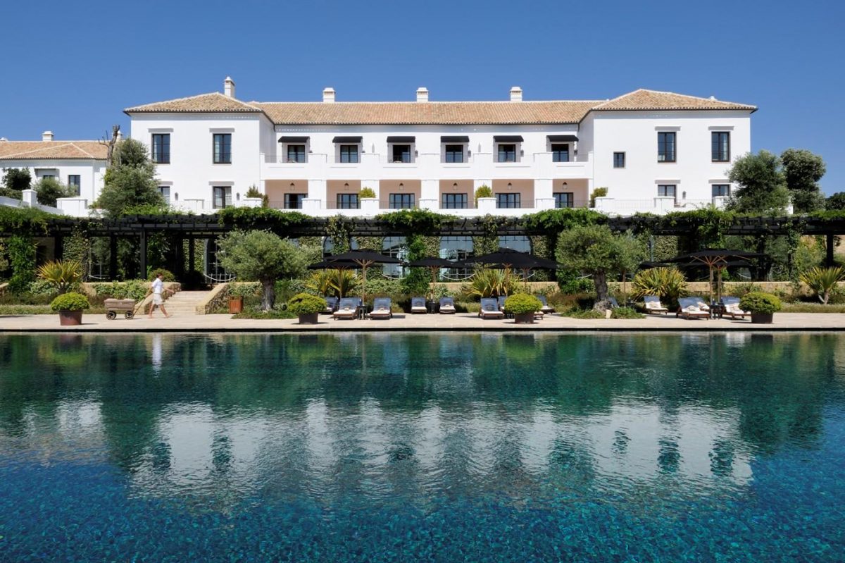 The large outdoor pool at Finca Cortesin Hotel, Costa del Sol, Spain
