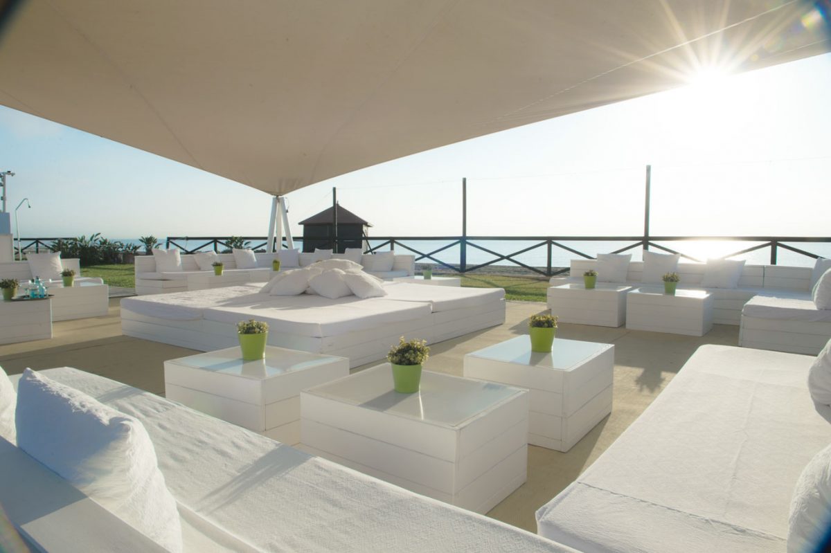 The sun terrace out to sea at the Guadalmina Hotel, Marbella