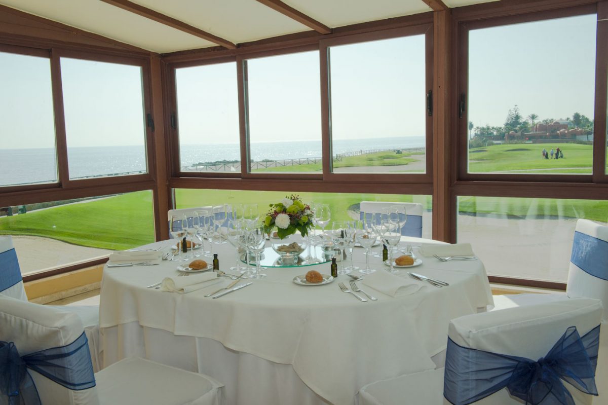 Watch the golfers while dining at Guadalmina Hotel, Marbella, Spain