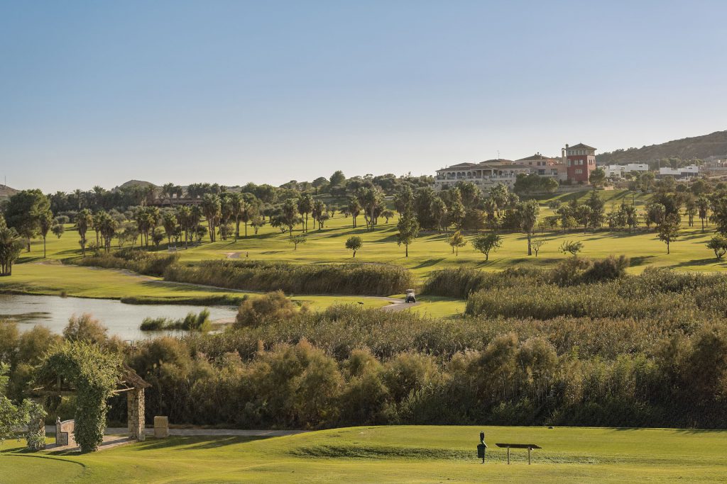 On the tee at La Finca Golf Course, Alicante, Spain
