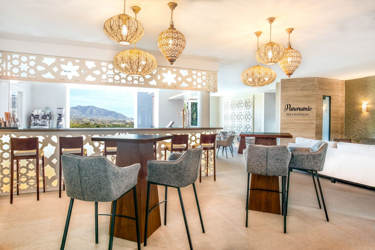 Panoramic bar and restaurant at the La Cala Golf Resort Hotel, Mijas, Costa del Sol, Spain. Golf Planet Holidays.