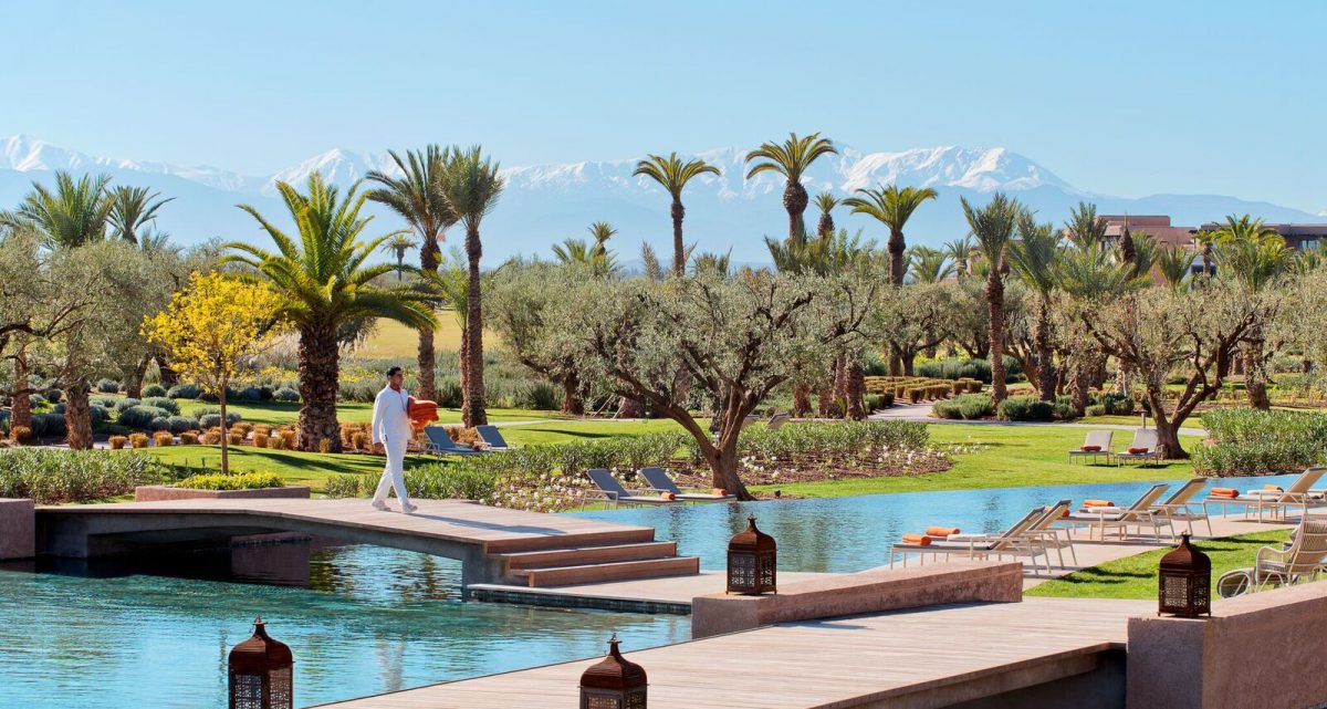 By the pool at Fairmont Royal Palm, Marrakech, Morocco. Golf Planet Holidays
