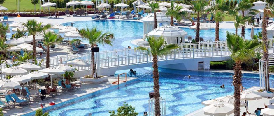 The pool complex at Sueno Hotel Deluxe, Belek, Turkey