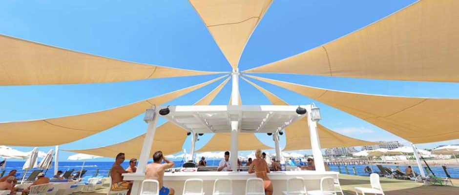 The beach bar at Sueno Hotel Deluxe, Belek, Turkey