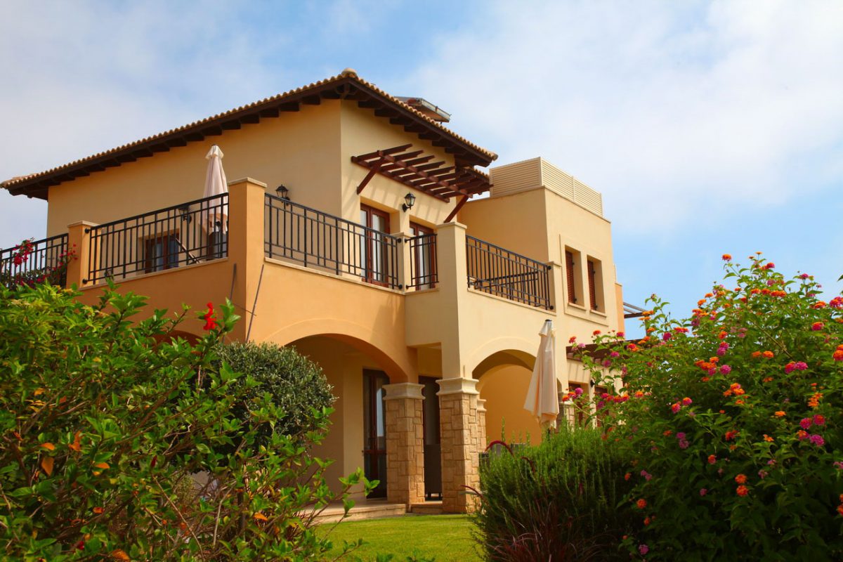 The exterior of the apartments at Aphrodite Hills Holiday Residences, Cyprus