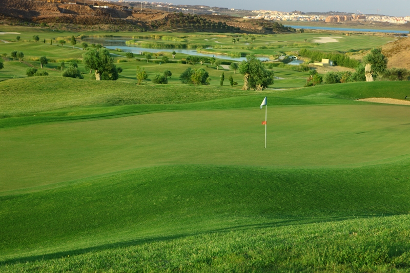The 13th green at Quinta do Vale golf course, Eastern Algarve, Portugal