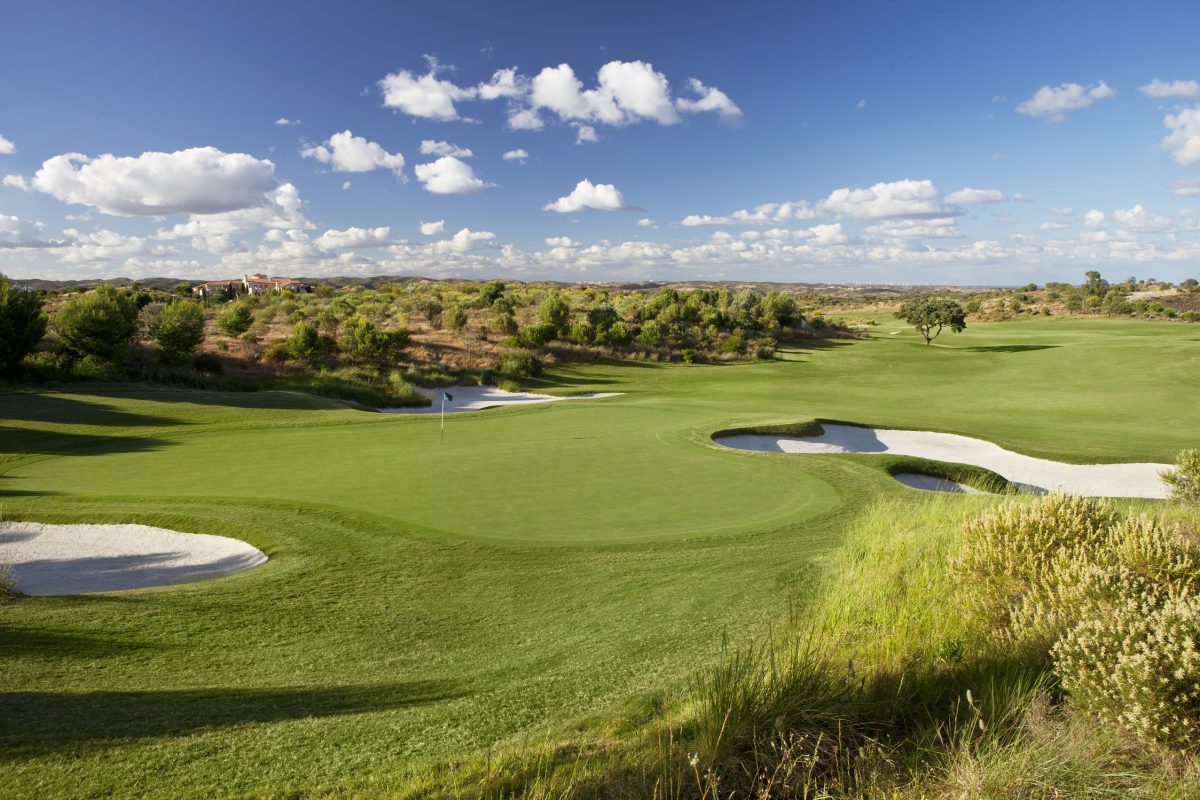The 17th hole at Monte Rei Golf Club, near Tavira, Eastern Algarve, Portugal