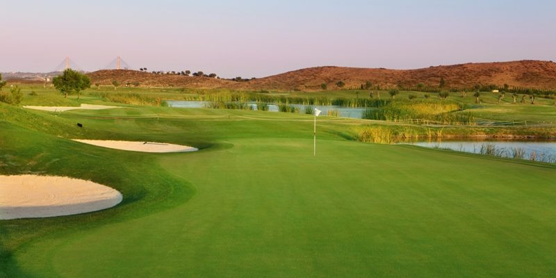 The first green on Quinta do Vale golf course, Eastern Algarve, Portugal