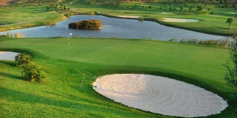 The first green at Quinta do Vale golf course, Eastern Algarve, Portugal