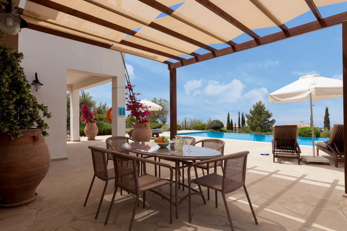 Terrace dining in your villa at Aphrodite Hills Residences, Paphos, Cyprus