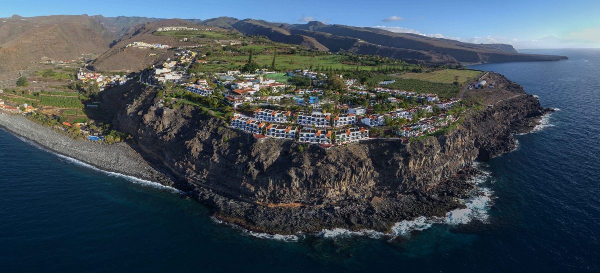 Aerial view of Jardin Tecina Hotel, La Gomera, Canary Islands