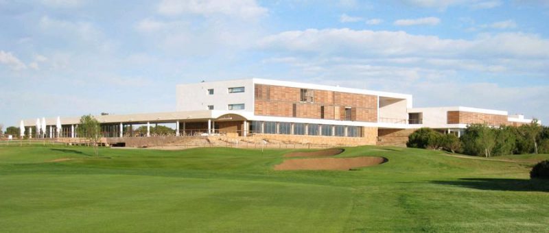 View of Parador El Saler Hotel, Spain, from the golf course