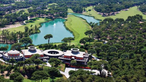 Aerial view over Cornelia Faldo golf course, Belek, Turkey