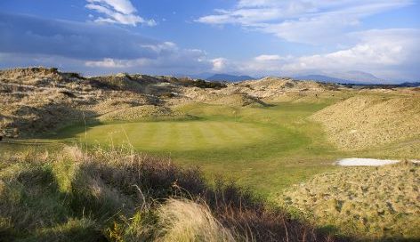 Sheltered green at Royal St Davids Golf Course, Wales. Golf Planet Holidays