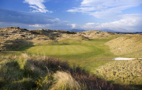 Sheltered green at Royal St Davids Golf Course, Wales. Golf Planet Holidays