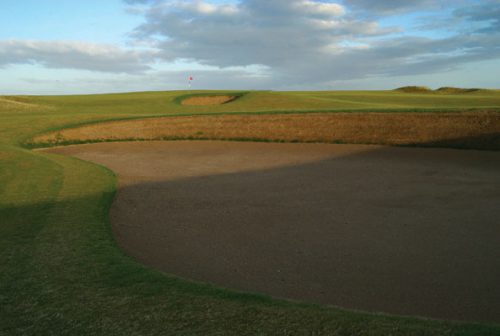 Shadows over the bunker on The Old Course, St Andrews, Scotland