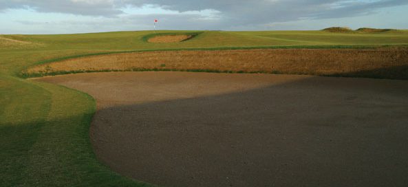 Shadows over the bunker on The Old Course, St Andrews, Scotland