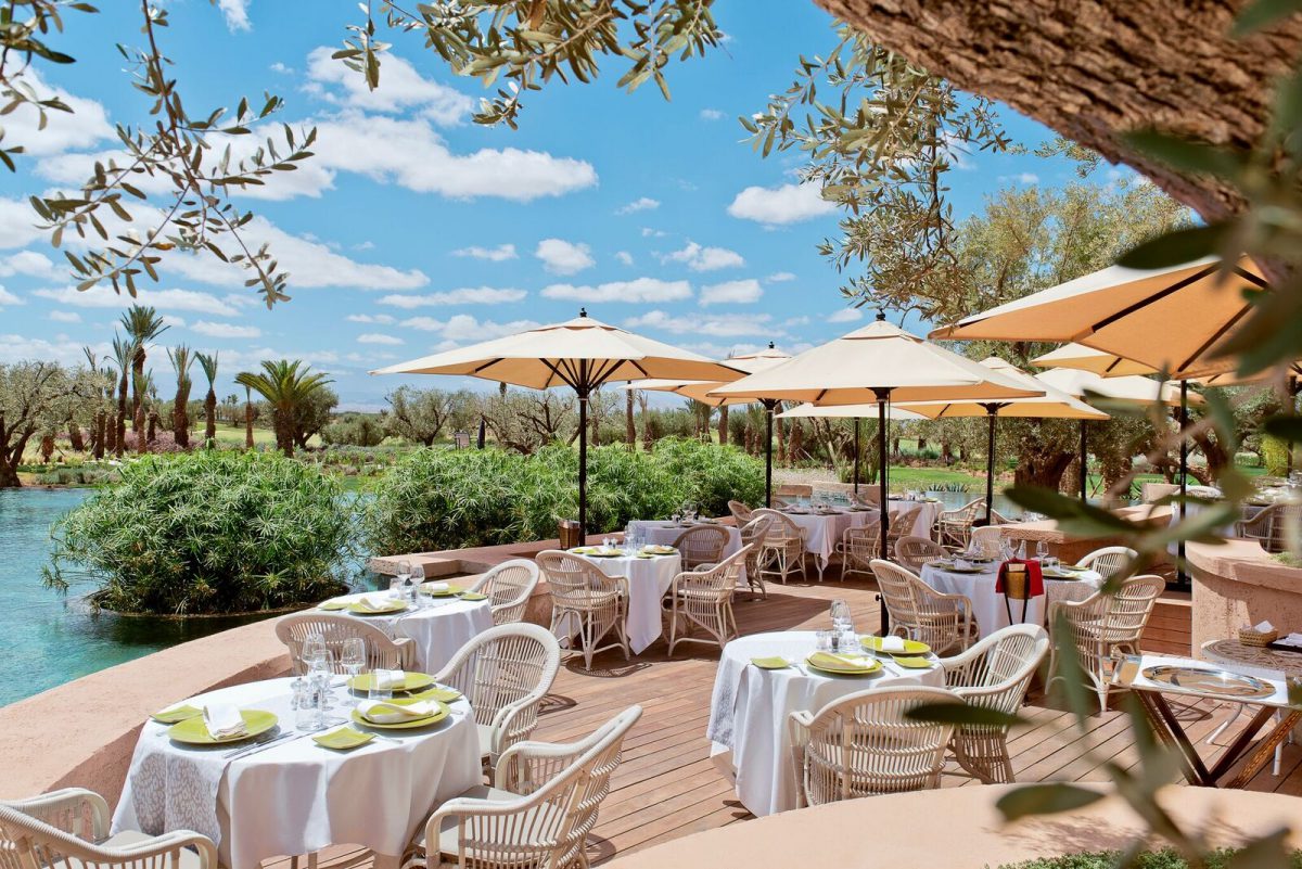 Lunch by the water at Fairmont Royal Palm, Marrakech, Morocco. Golf Planet Holidays