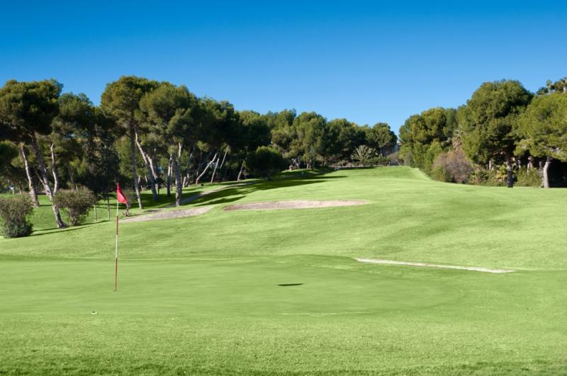 On the green at Golf Villamartin, Alicante, Spain