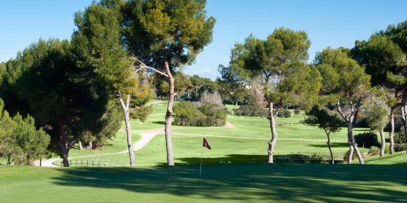 On the green at Vilamartin Golf course, Alicante, Spain