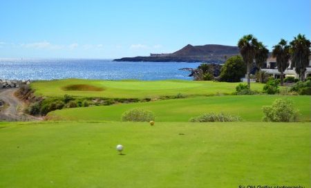 On the tee at Amarilla Golf Course, Tenerife