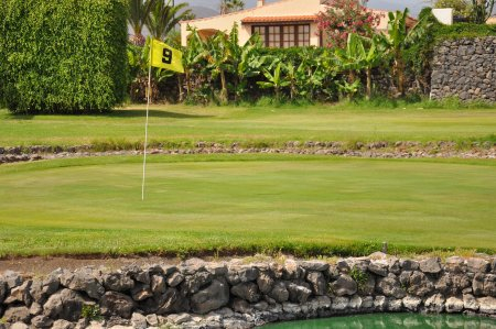 Careful shot required for the ninth green at Amarilla Golf Course, Tenerife