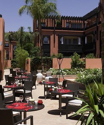 On the terrace at Hotel and Ryads Barriere Le Naoura, Marrakech, Morocco