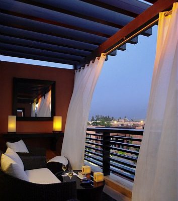 Night views from your balcony at Hotel and Ryads Barriere Le Naoura, Marrakech, Morocco