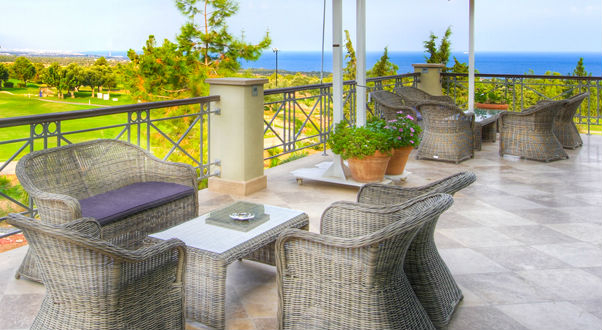On the terrace at Korineum Golf and Beach Resort, North Cyprus