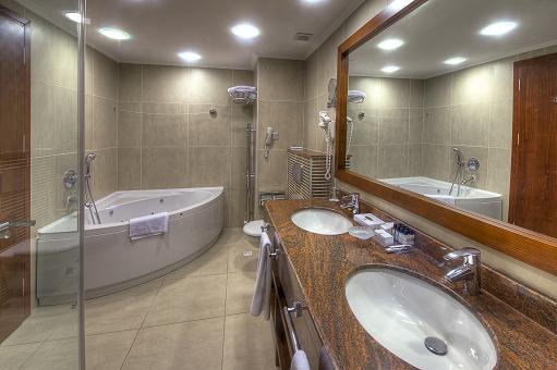 A large bathroom at Korineum Golf and Beach Resort, North Cyprus