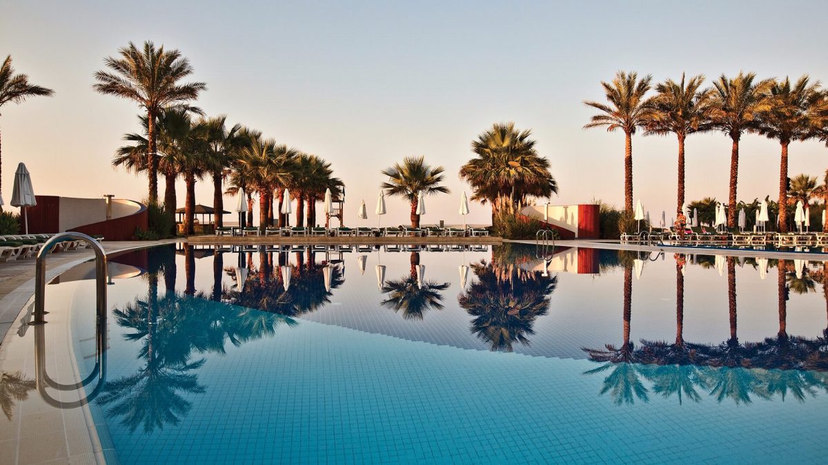 The large outdoor pool at Cornelia De Luxe Golf Resort, Belek, Turkey