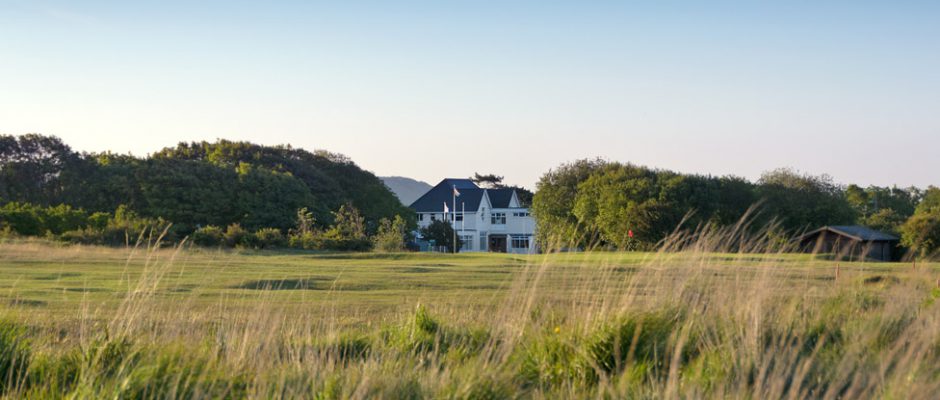 Towards the clubhouse at Pyle and Kenfig Golf club Golf Course, Bridgend, Wales. Golf Planet Holidays