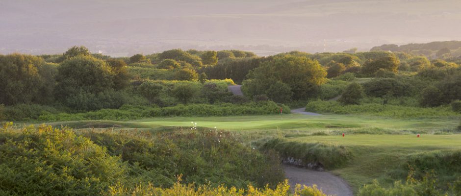 On the tee at Pyle and Kenfig Golf club Golf Course, Bridgend, Wales. Golf Planet Holidays
