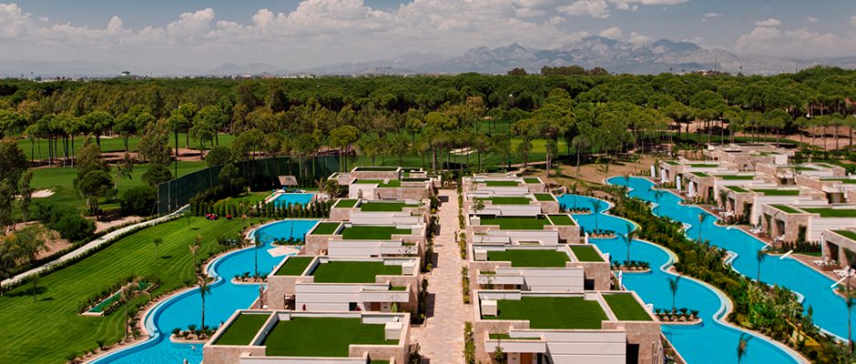 Bird's eye view at Regnum Carya Golf and Spa Resort, Belek, Turkey. Golf Planet Holidays