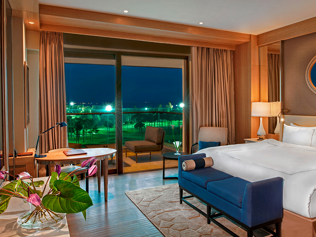 Golf view bedroom at Regnum Carya Golf and Spa Resort, Belek, Turkey. Golf Planet Holidays