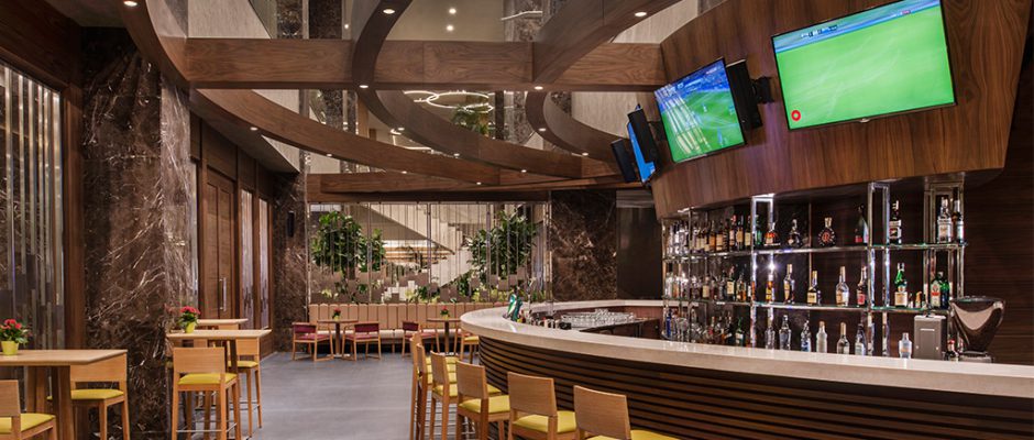 In a bar at Regnum Carya Golf and Spa Resort, Belek, Turkey. Golf Planet Holidays