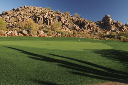 Boulder backdrop at Troon North Golf Club, Scottsdale, Arizona, USA with Golf Planet Holidays