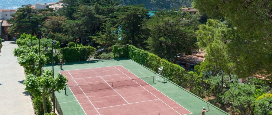 The tennis court at Aigua Blava Hotel, Costa Brava, Spain