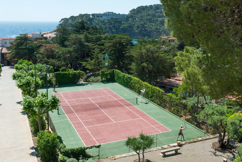 The tennis court at Aigua Blava Hotel, Costa Brava, Spain