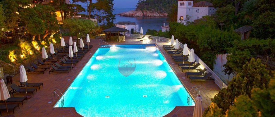 The outdoor pool at Aigua Blava hotel, Costa Brava, Spain